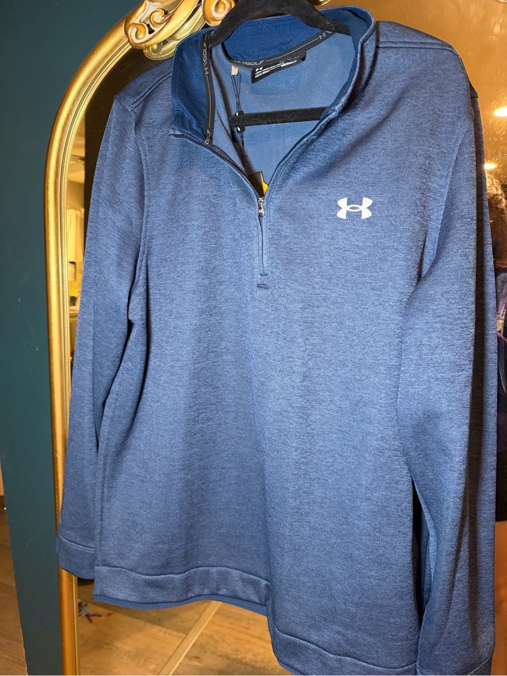 NWT Under Armour Golf Fleece Navy Quarter-Zip Pullover Sweater XL